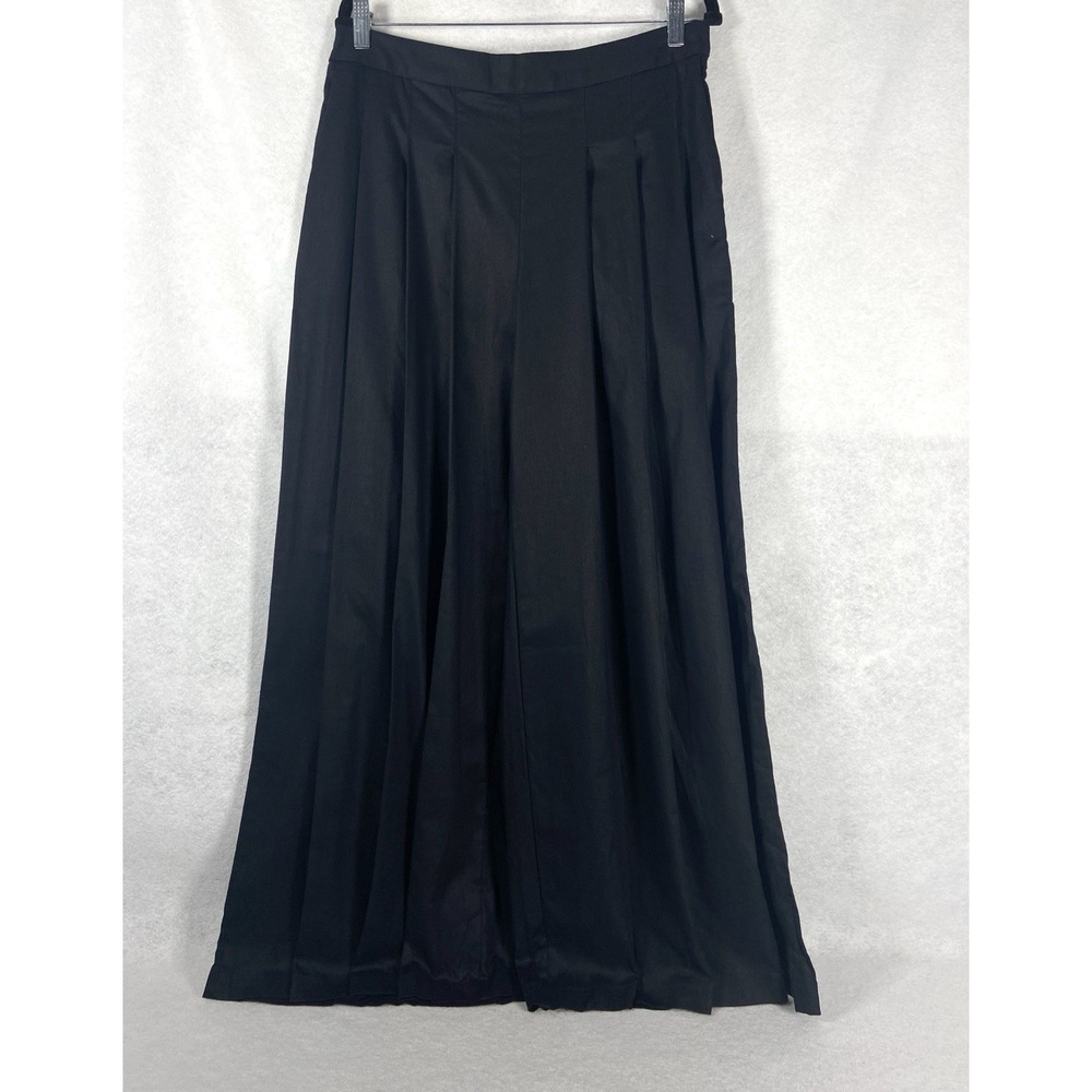 Banana Republic Pants Women's 10 Black Wide Leg Pleated Cotton Linen New
